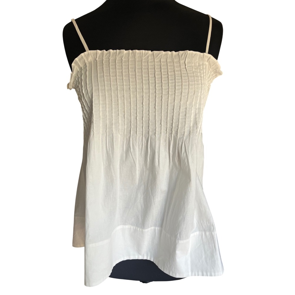 WAYF White Pleated Bodice Camisole Top Adjustable Straps Square Neck